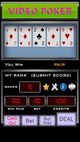 Video Poker MOD APK на Android — Много денег и без рекламы — скриншот 1