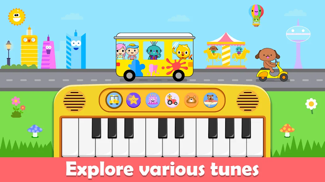 Baby Piano Kids Music Games (Мод Все песни открыты) — скриншот 1