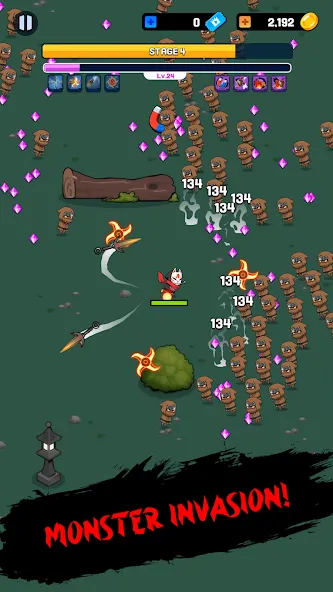NINJA SURVIVOR.io MOD APK на Android — Мод меню, бессмертие и бесконечные деньги — скриншот 1