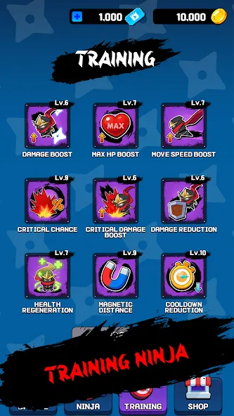 NINJA SURVIVOR.io MOD APK на Android — Мод меню, бессмертие и бесконечные деньги — скриншот 5