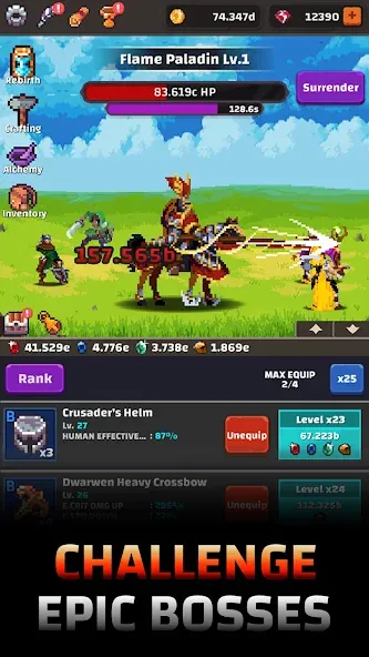 Скачать Tower Quest: Pixel Idle RPG на Android — Много денег — скриншот 2