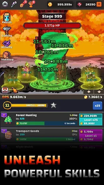 Скачать Tower Quest: Pixel Idle RPG на Android — Много денег — скриншот 3