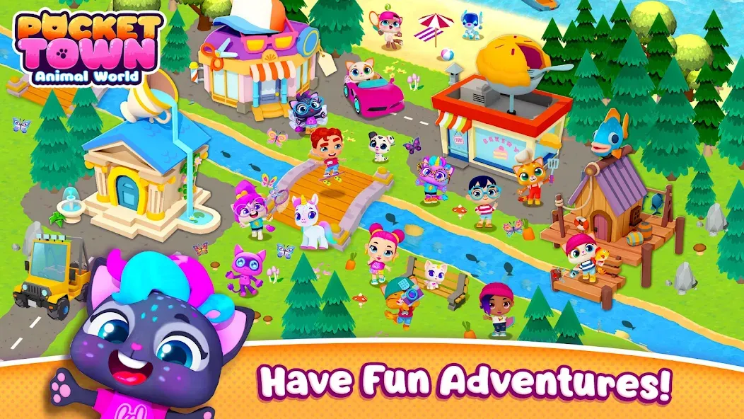 Скачать Pocket Town - Animal World с модом — Много денег — скриншот 1