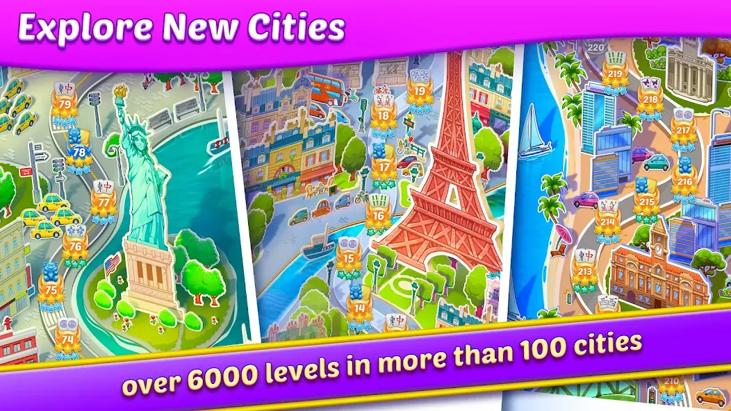 Mahjong City Tours: Tile Match — Много денег и подсказок — скриншот 3 Mahjong City Tours: Tile Match — Много денег и подсказок — скриншот 3