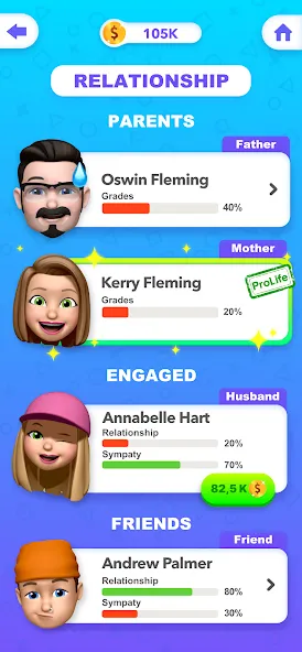 Story Life Simulator: Idle Sim — Мод: Много денег и энергии — скриншот 5