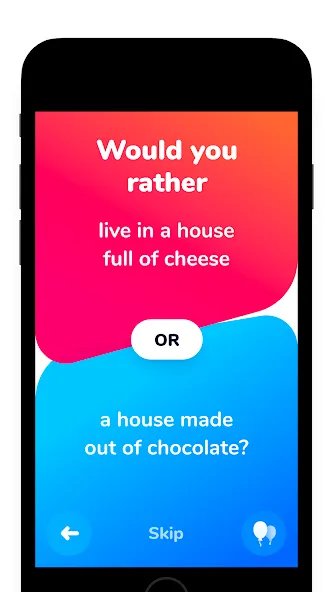 Dilemmaly - Would you rather? Mod APK Все вопросы разблокированы — Скачать на Андроид — скриншот 3 Dilemmaly - Would you rather? Mod APK Все вопросы разблокированы — Скачать на Андроид — скриншот 3