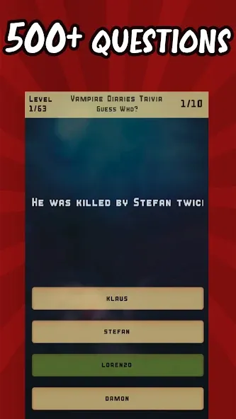 Vampire Diaries Quiz Trivia — Все уровни открыты и нет рекламы — скриншот 1
