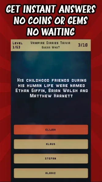 Vampire Diaries Quiz Trivia — Все уровни открыты и нет рекламы — скриншот 3