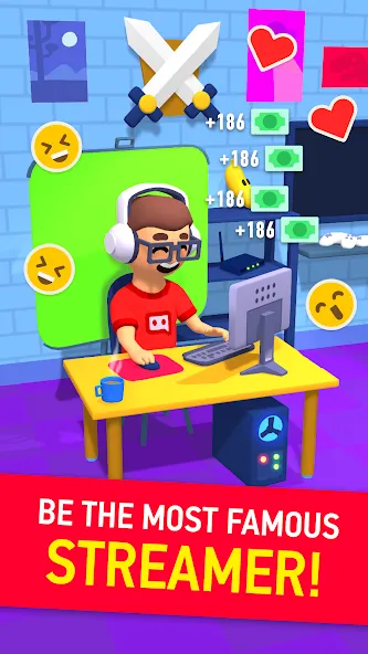 Idle Streamer - Tuber game (Мод Много денег) — скриншот 1