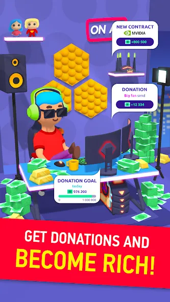 Idle Streamer - Tuber game (Мод Много денег) — скриншот 2