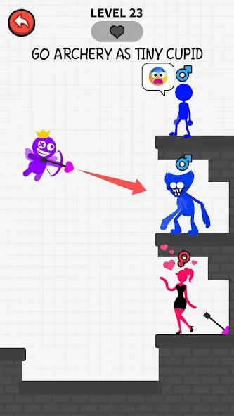 Скачать Love Archer rainbow monster с модом — Много денег — скриншот 1