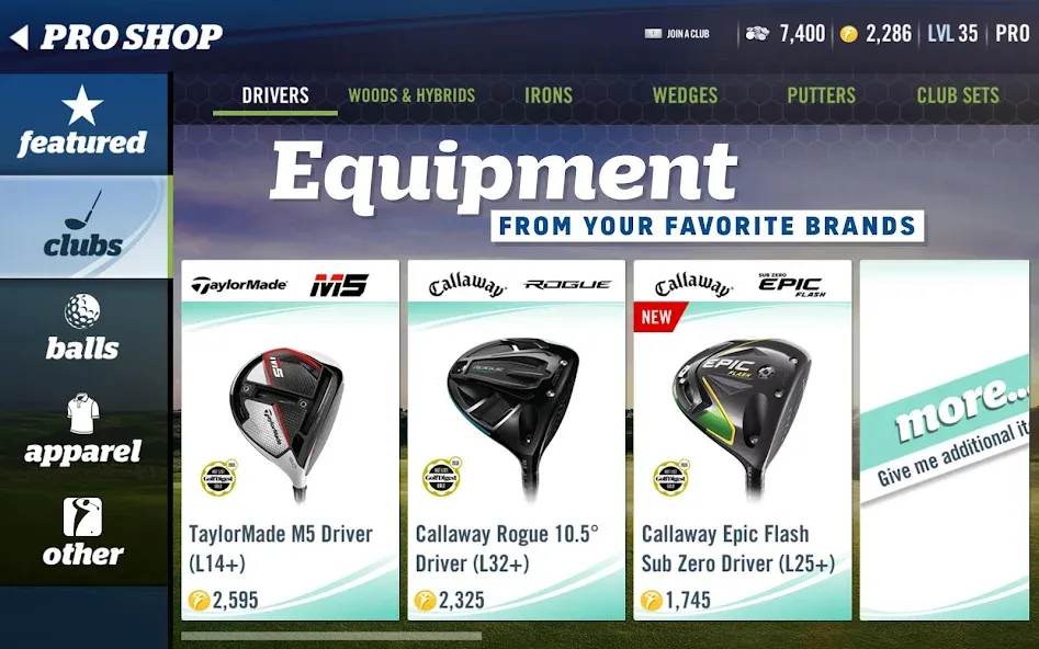 WGT Golf MOD — Много денег на Андроид — скриншот 3