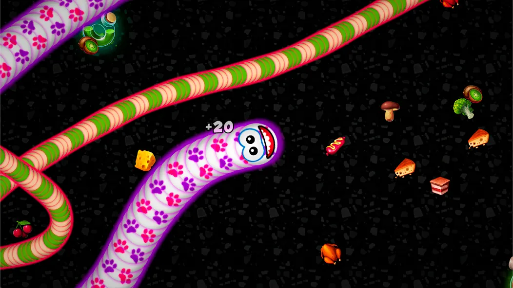 Worms Zone .io - Hungry Snake — Взломанная версия (Много денег и бесконечные монеты) — скриншот 1