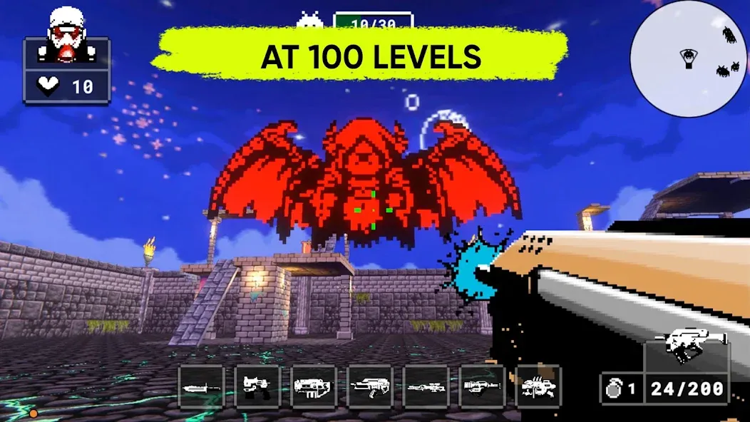Doomsday pixel shooter 3d (Мод Много денег и патронов) — скриншот 3