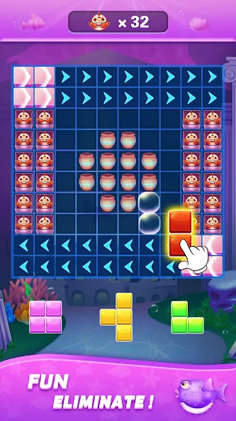 Взломанная Block Ocean 1010 Puzzle Games на Андроид — Много денег — скриншот 3