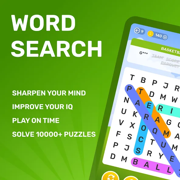 Word Search Puzzle Game на Андроид — Мод Бесконечные подсказки — скриншот 1