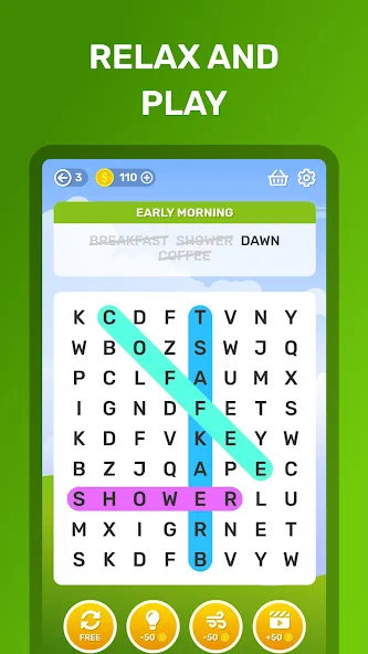 Word Search Puzzle Game на Андроид — Мод Бесконечные подсказки — скриншот 5