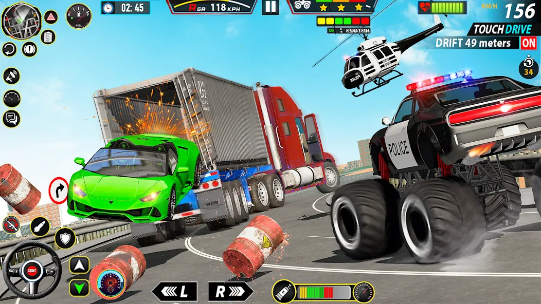 Скачать Police Monster Truck Car Games — Модификация Много денег — скриншот 2