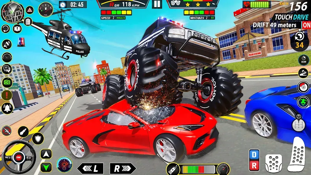 Скачать Police Monster Truck Car Games — Модификация Много денег — скриншот 5