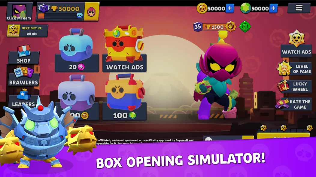 Скачать взломанную Brawl Box Stars Simulator — Много денег и кристаллов — скриншот 1 Скачать взломанную Brawl Box Stars Simulator — Много денег и кристаллов — скриншот 1