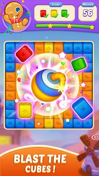 Candy Blast Fever:Cubes Crush MOD APK на Android — Много жизней и ходов — скриншот 3