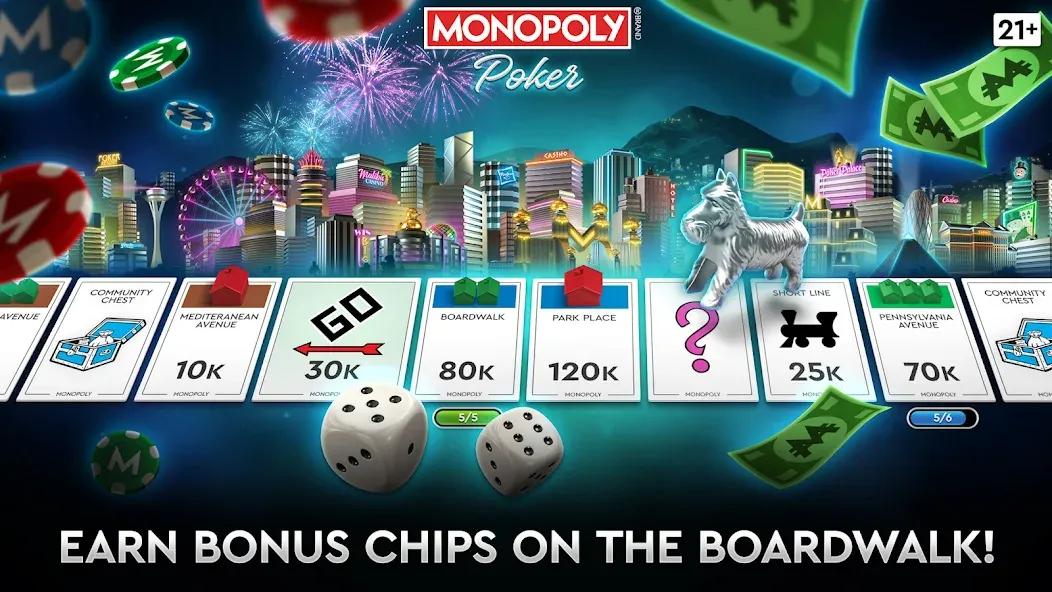 Взлом MONOPOLY Poker - Texas Holdem — Много денег — скриншот 1
