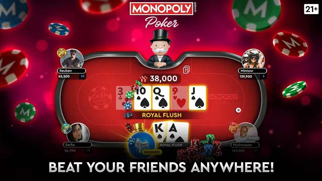 Взлом MONOPOLY Poker - Texas Holdem — Много денег — скриншот 3
