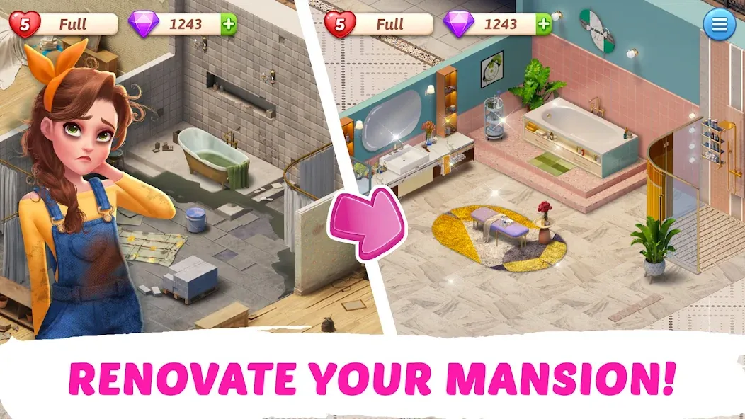 My Story - Mansion Makeover MOD APK — Бесконечные звезды и деньги — скриншот 2 My Story - Mansion Makeover MOD APK — Бесконечные звезды и деньги — скриншот 2