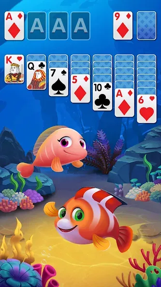 Скачать Solitaire Fish Klondike Card — Много денег и без рекламы — скриншот 1