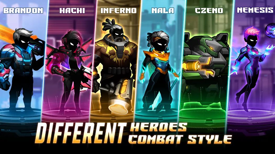 Скачать Cyber Fighters: Offline Game на Андроид — Много денег и кристаллов — скриншот 2