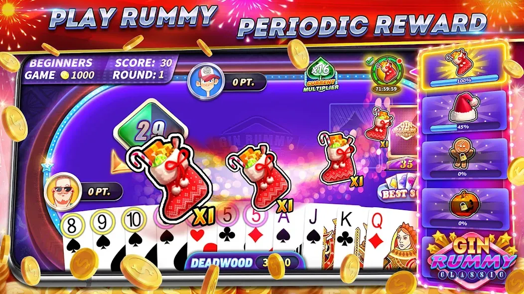 Скачать Gin Rummy Online & Offline (Мод: Много денег) на Андроид — скриншот 1