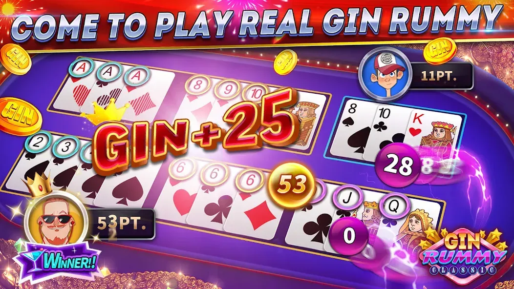 Скачать Gin Rummy Online & Offline (Мод: Много денег) на Андроид — скриншот 5