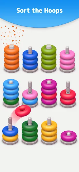 Скачать Color Sort 3D — Hoop Stack на Android — Много денег — скриншот 4 Скачать Color Sort 3D — Hoop Stack на Android — Много денег — скриншот 4