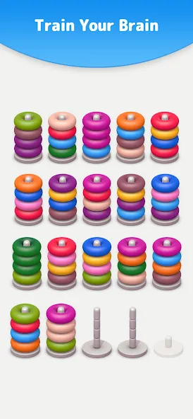 Скачать Color Sort 3D — Hoop Stack на Android — Много денег — скриншот 5