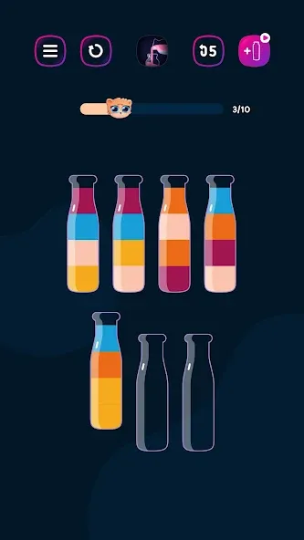 Get Color - Water Sort Puzzle — Мод: Бесконечные подсказки — скриншот 3