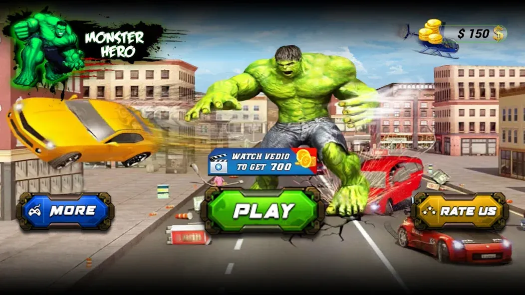 Monster Superhero: Green Fight MOD — Много денег на Андроид — скриншот 1