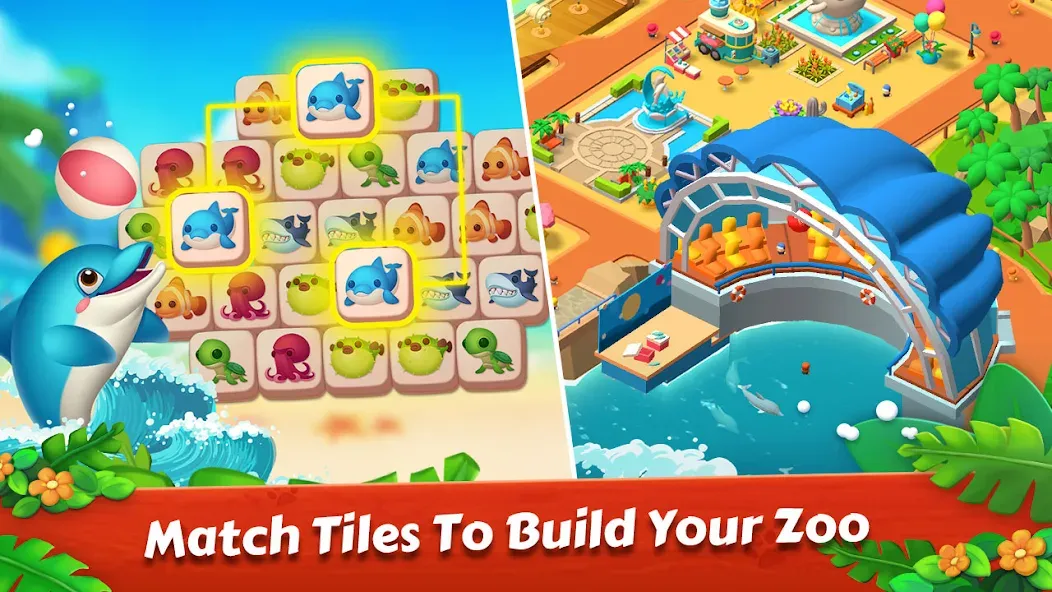 Взлом Zoo Tile - Match Puzzle Game — Много денег и без рекламы — скриншот 2 Взлом Zoo Tile - Match Puzzle Game — Много денег и без рекламы — скриншот 2