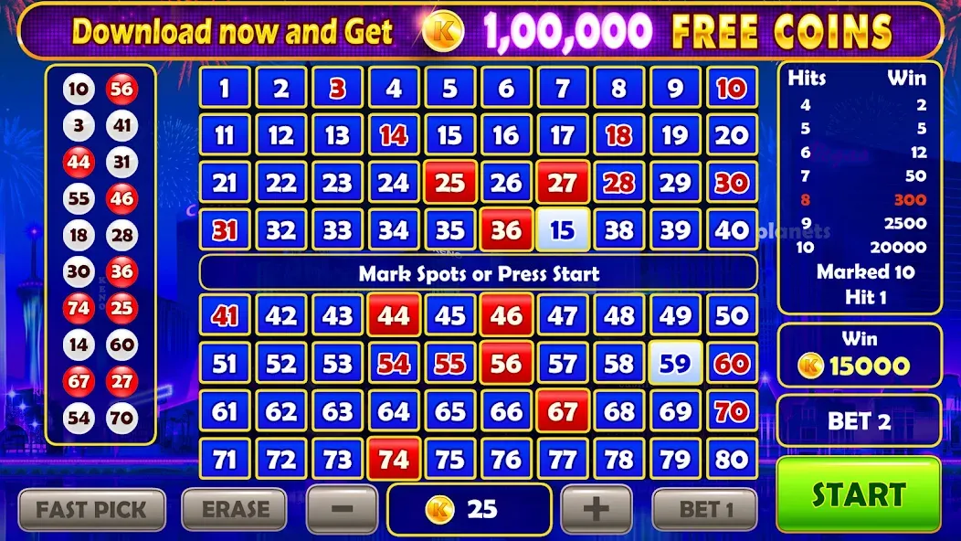 Keno Prime - Super 3X Payout Mod APK Много денег — Скачать на Андроид — скриншот 1