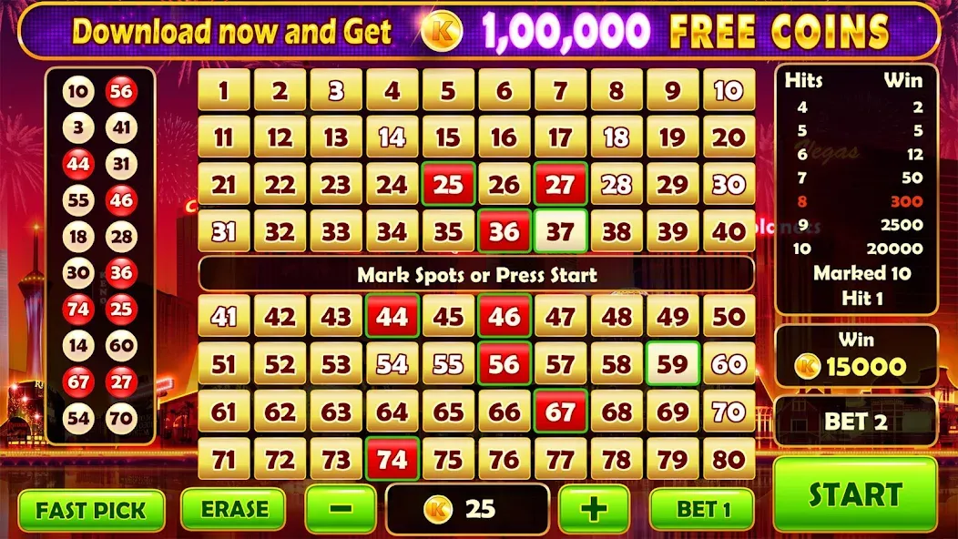 Keno Prime - Super 3X Payout Mod APK Много денег — Скачать на Андроид — скриншот 2