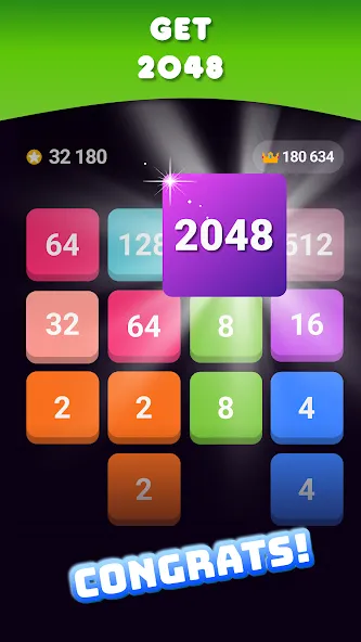 2048: Puzzle Game! Merge Block — Мод: Много денег — скриншот 2