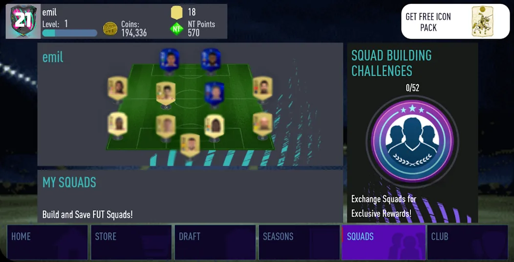 NT 21 Draft + Pack Opener MOD APK — Много денег — скриншот 5
