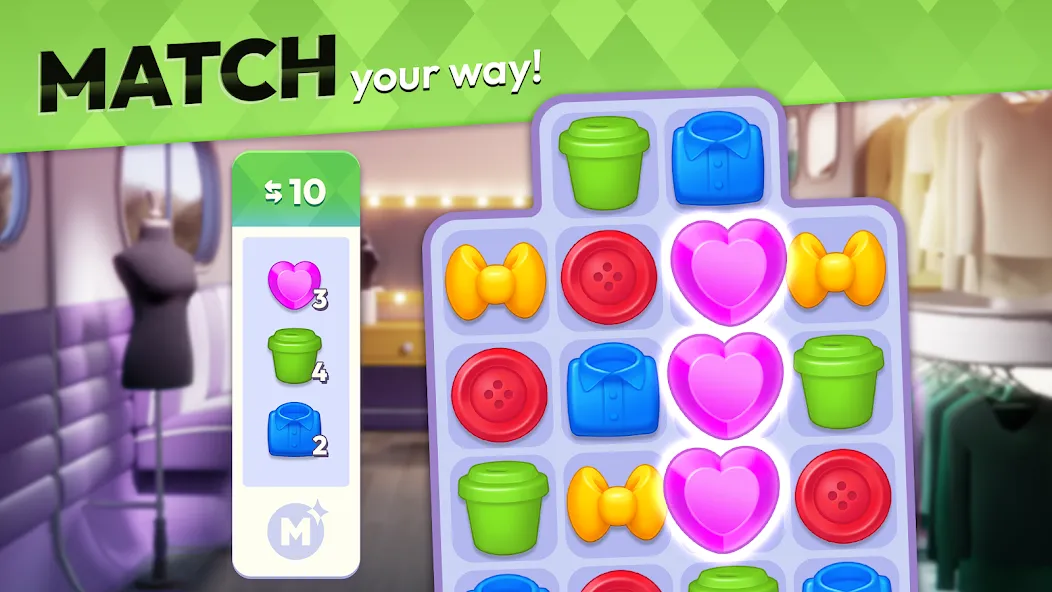 Makeover Match - Fashion Game на Андроид — Мод Много денег — скриншот 5