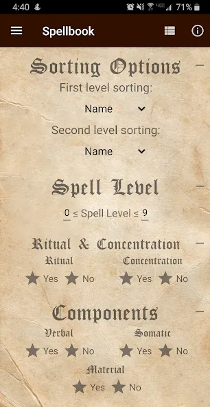 Скачать взлом D&D Spellbook 5e на Андроид — Все книги заклинаний разблокированы — скриншот 2 Скачать взлом D&D Spellbook 5e на Андроид — Все книги заклинаний разблокированы — скриншот 2