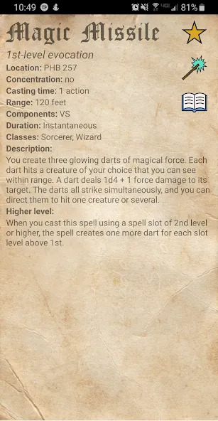 Скачать взлом D&D Spellbook 5e на Андроид — Все книги заклинаний разблокированы — скриншот 4 Скачать взлом D&D Spellbook 5e на Андроид — Все книги заклинаний разблокированы — скриншот 4