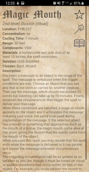 Скачать взлом D&D Spellbook 5e на Андроид — Все книги заклинаний разблокированы — скриншот 5