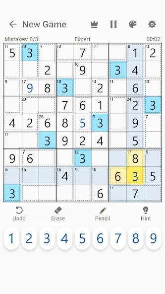Killer Sudoku - Sudoku Puzzles MOD APK на Android — Все подсказки и премиум разблокированы — скриншот 3