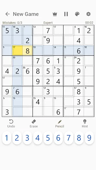Killer Sudoku - Sudoku Puzzles MOD APK на Android — Все подсказки и премиум разблокированы — скриншот 5