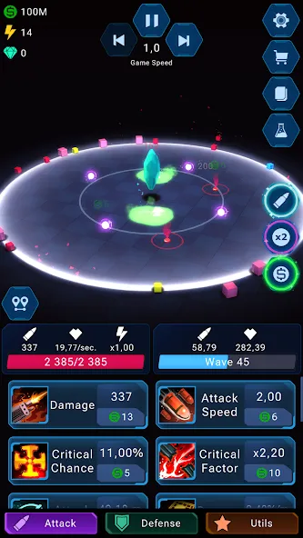 Скачать Epic Rush - Idle Tower Defense на Андроид — Много денег и кристаллов — скриншот 1