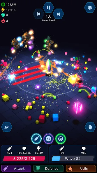 Скачать Epic Rush - Idle Tower Defense на Андроид — Много денег и кристаллов — скриншот 2