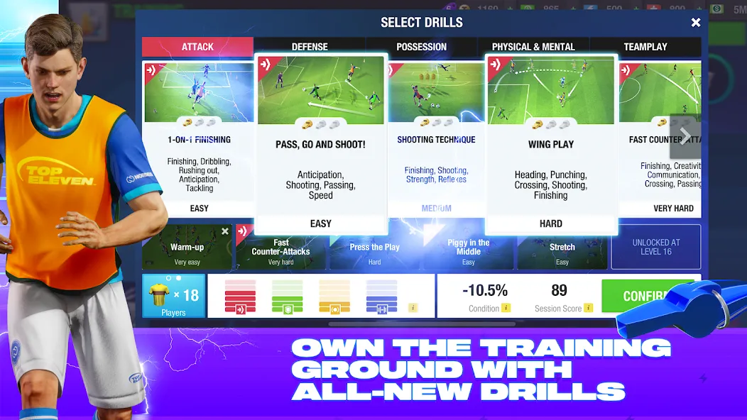 Top Eleven Be a Soccer Manager MOD APK на Android — Много денег и токенов — скриншот 4